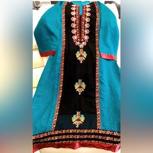 Pakistani Embroidered Two Piece A line Kameez and Shalwar.size large.